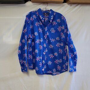 Men's Vineyard Vines Large Party Palm Slim Murray Shirt 1W1998 Blue Size XL